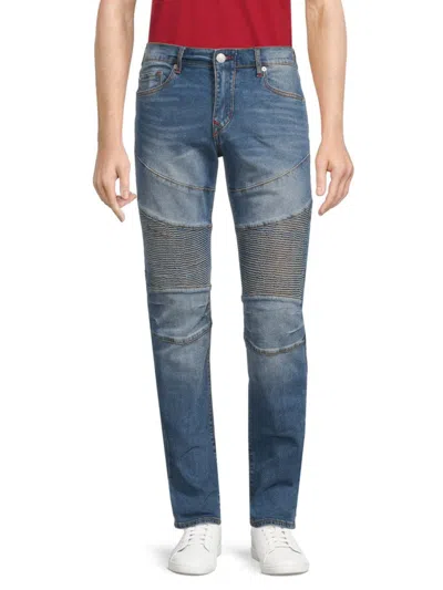 True Religion Men's Rocco Moto Relaxed Skinny Jeans In Blue