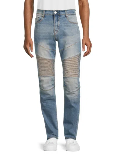 True Religion Men's Rocco Moto Relaxed Skinny Jeans In Light Hazy