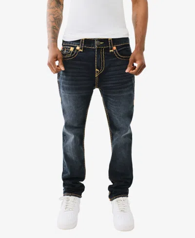 True Religion Mens Chanson Blue Blk Wash Rocco Super T Flap Buttoned-pocket Straight-leg Slim-fit Denim-blend Jean