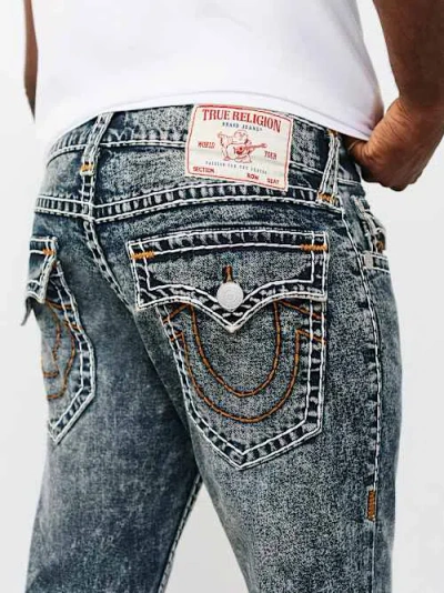 True Religion Men's Rocco Super T Flap Skinny Jean 32" In Blue