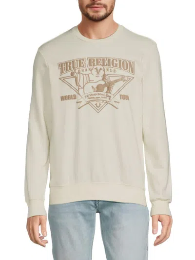 True Religion Men's Rocking Buddha Logo Sweatshirt In Winter White