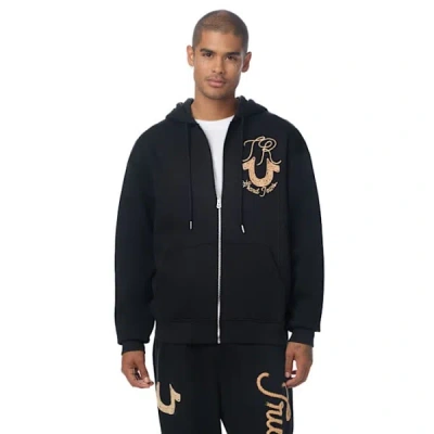 True Religion Rope Logo Graphic Zip Hoodie In Black