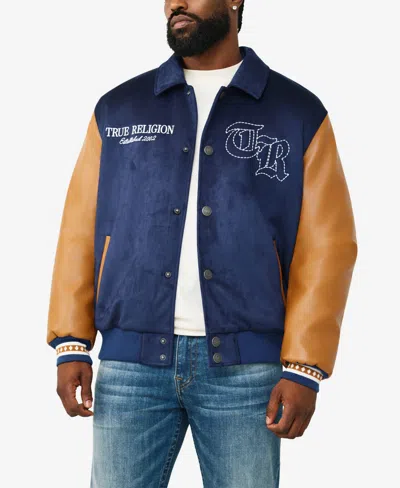True Religion Serpent Bomber Jacket In Blue