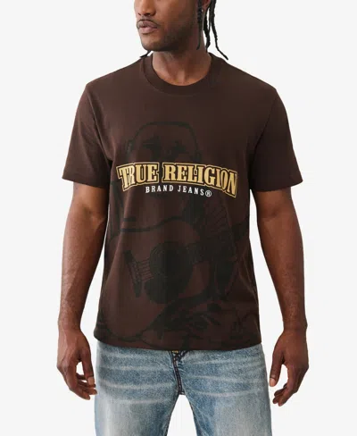 True Religion Men's Shadow Logo Short Sleeve T-shirt In Brown