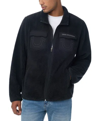 True Religion Men's Sherpa Fleece Zip-front Jacket In Jet Black