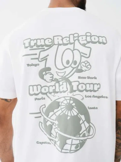 True Religion Men's Shoey Globe Puff Print T-shirt In White