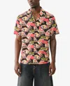 True Religion Men's Short Sleeve Camp Allover Print Shirt In Jet Black