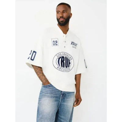 True Religion Men's Short Sleeve Oversized Sport Sweatshirt In White