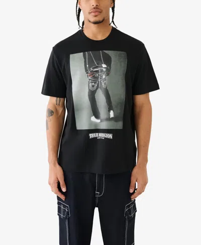 True Religion Relaxed Fit Short Sleeve Graphic Tee In Jet Black