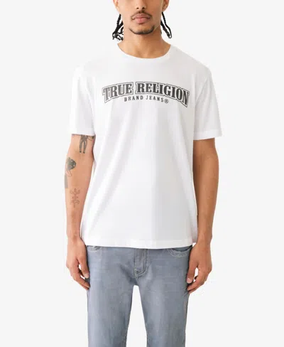 True Religion Men's Short Sleeve Relaxed Painted Horseshoe Tee In Optic White