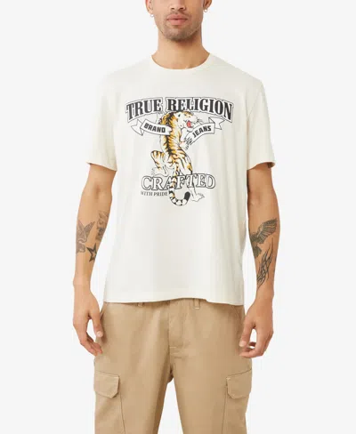 True Religion Men's Short Sleeve Relaxed Tiger Tee In White