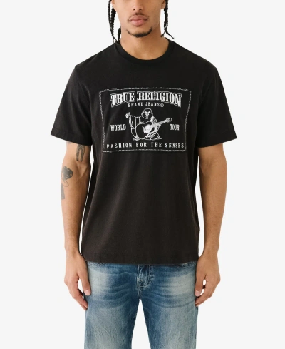 True Religion Men's Short Sleeve Relaxed Vintage-inspired Srs T-shirts In Jet Black
