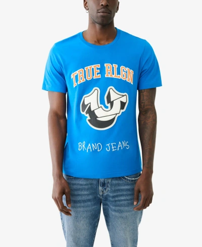 True Religion Men's Short Sleeve Sliced Horseshoe T-shirts In Imperial Blue