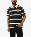True Religion Men's Short Sleeve Striped Crest Polo Shirt In Black