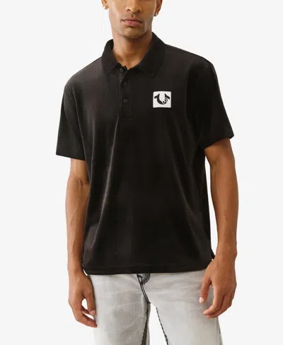TRUE RELIGION MEN'S SHORT-SLEEVE VELOUR POLO SHIRT