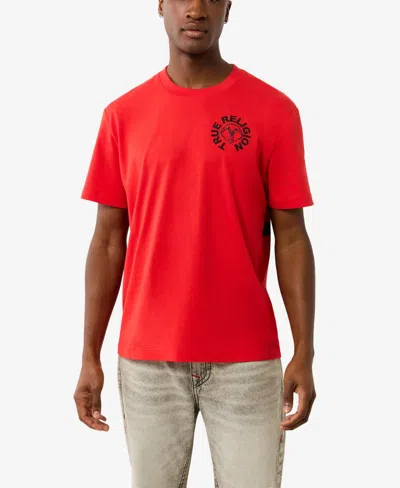 True Religion Men's Short Sleeve Buddha Face T-shirt In Flame Scarlet