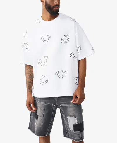 True Religion Men's Short-sleeve Horseshoe Print Oversized T-shirt In White