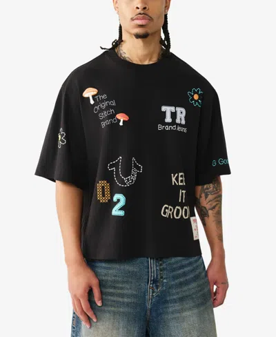 True Religion Men's Short-sleeve Multi Logo T-shirt In Black