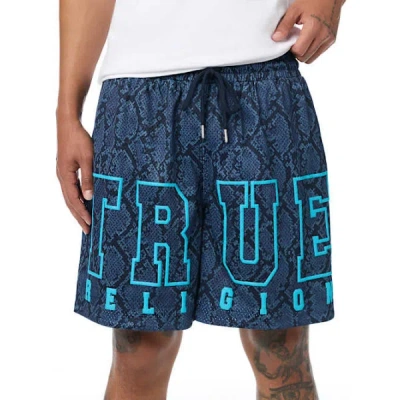 True Religion Men's Snakeskin Mesh Basketball Short In Brown