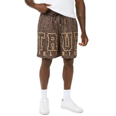 True Religion Men's Snakeskin Mesh Basketball Short In Brown