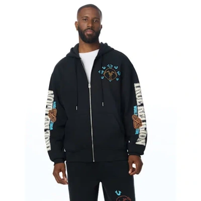 True Religion Southwest Zip Hoodie In Black