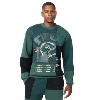 True Religion Men's Spliced Crewneck Sweater In Green