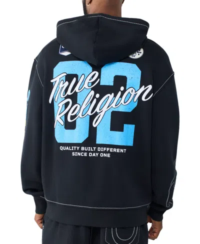 True Religion Men's Split Kangaroo Pocket Sweatshirt In Black