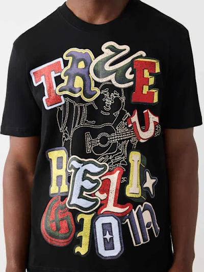True Religion Men's Stacked Letter Logo T-shirt In Black