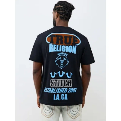 True Religion Men's Stacked Logo T-shirt In Blue