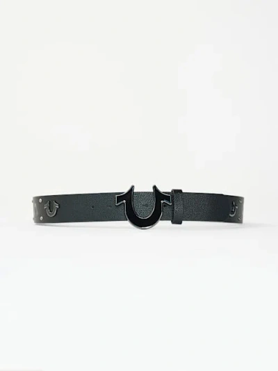 True Religion Men's Studded Allover Horseshoe Print Belt In Black