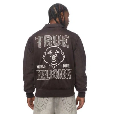 True Religion Men's Suede Bomber Jacket In Brown