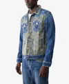 True Religion Jimmy Super T Buddha Camo Denim Trucker Jacket In Lake View Medium Wash