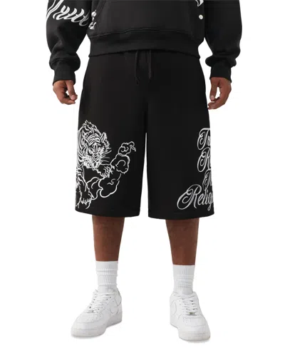 True Religion Mikey Tiger Graphic 12 Shorts In Black