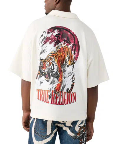 True Religion Men's Tiger Short-sleeve Polo Shirt In White