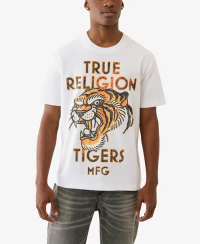True Religion Men's Tiger Vintage Short Sleeve T-shirt In White