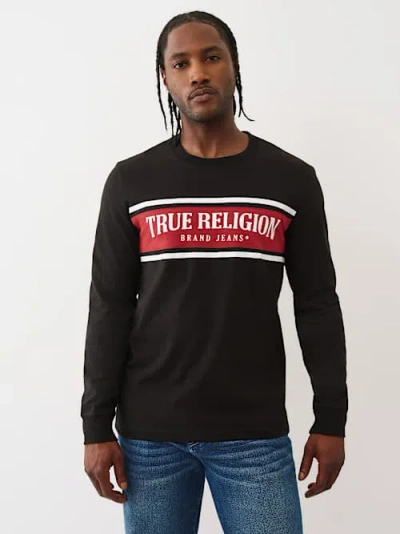 True Religion Men's Tri Panel Long Sleeve T-shirt In Black