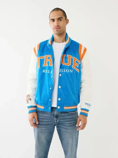 True Religion Men's  Varsity Bomber Jacket In Blue