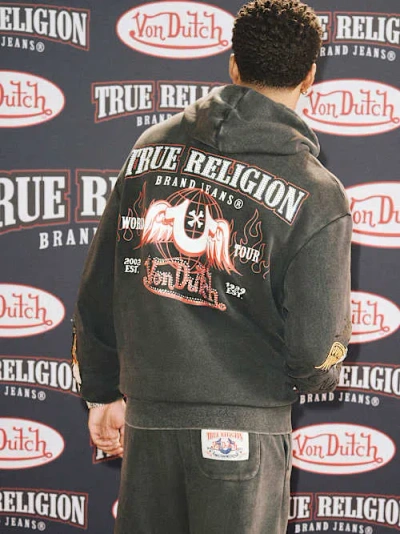 True Religion Men's  X Von Dutch Tattoo Zip Hoodie In Gray