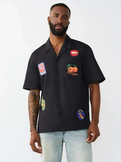 True Religion Camp Collar Shirt In Black