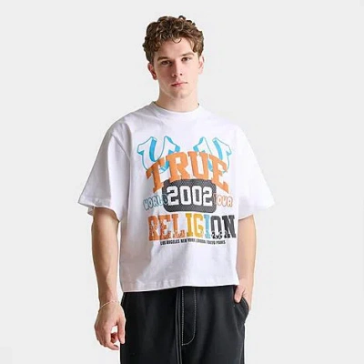 True Religion Men's University Logo Heavyweight Boxy Crop T-shirt In White