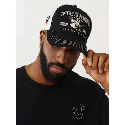 True Religion Men's Varsity Trucker Hat In Black