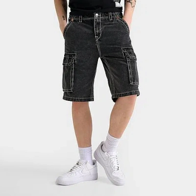True Religion Men's Vinny Big T Cargo Denim Jean Shorts In Black Wash