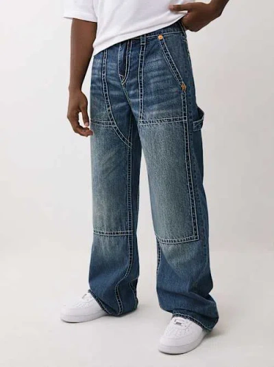 True Religion Men's Vinny Big T Carpenter Baggy Jean 34" In Blue
