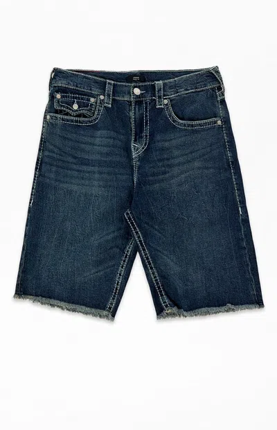 True Religion Men's Vinny Big T Flap Baggy Jean Shorts In Medium Indigo In Blue
