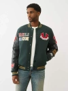 True Religion Cat Varsity Jacket In Green