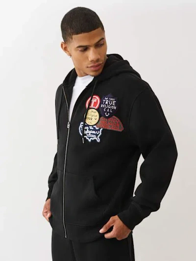 True Religion Men's Vintage Patch Zip Hoodie In Black