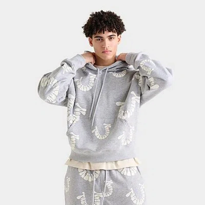 True Religion Men's Warped Logo Fleece Pullover Hoodie In Gray