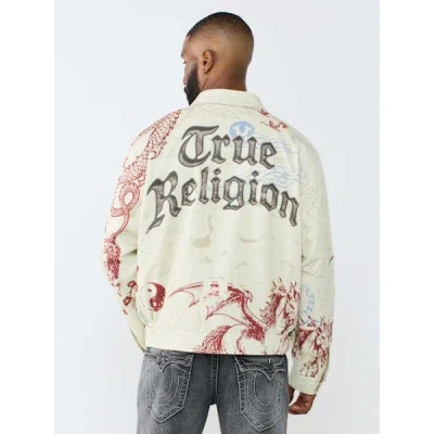 True Religion Men's Washed Poplin Tattoo Jacket In Gray