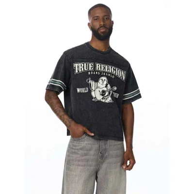 True Religion Washed Boxy Graphic T-shirt In Black