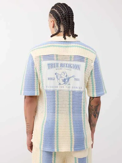 True Religion Men's World Tour Knit Striped Shirt In Multi